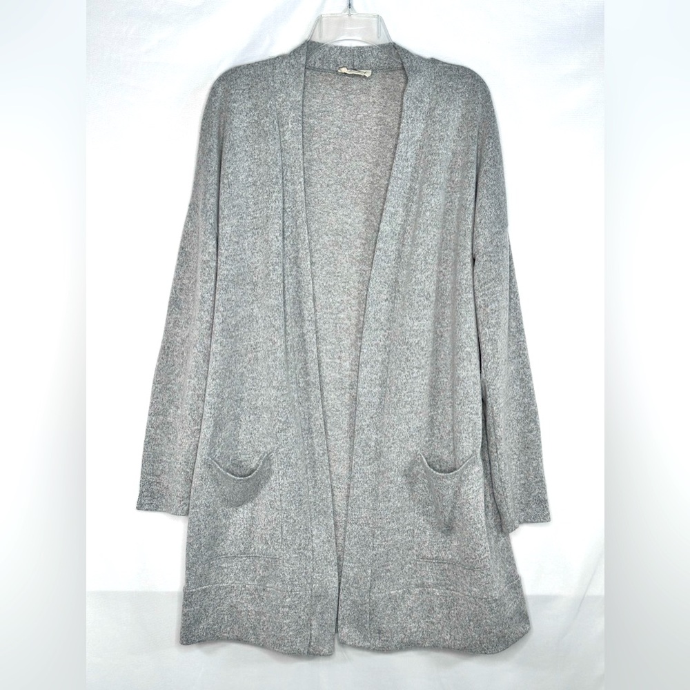 Betsy’s Boutique Shop Gray Open Cardigan Gold Sequin Elbow Patches Casual Sz XXL